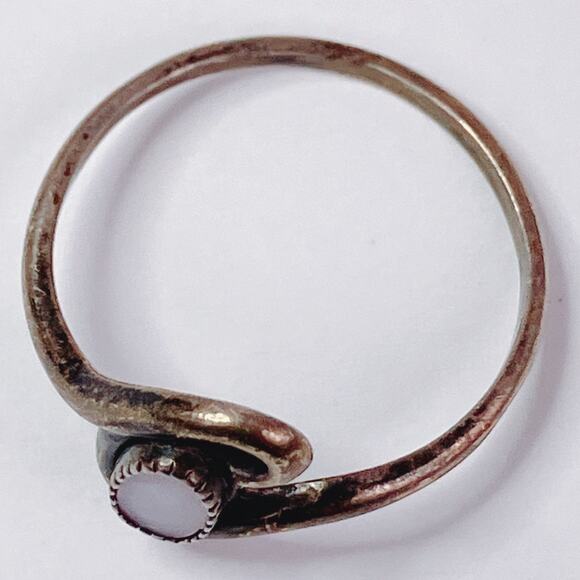 Vintage Ring Sterling Silver Mother of Pearl 1960s Signed WM Modernist Size 7.5 - Picture 7 of 16